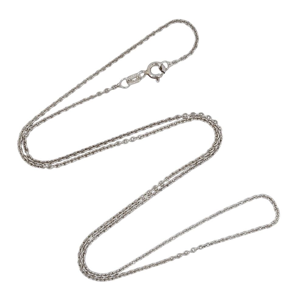 Estate Italy Sterling Silver 925 1.3mm Cable Link Chain Necklace 18"